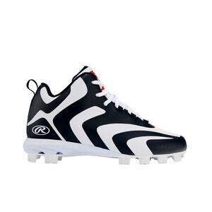 Rawlings Mens Rookie Mid Baseball Cleats Size 9.5 White Black NWOB